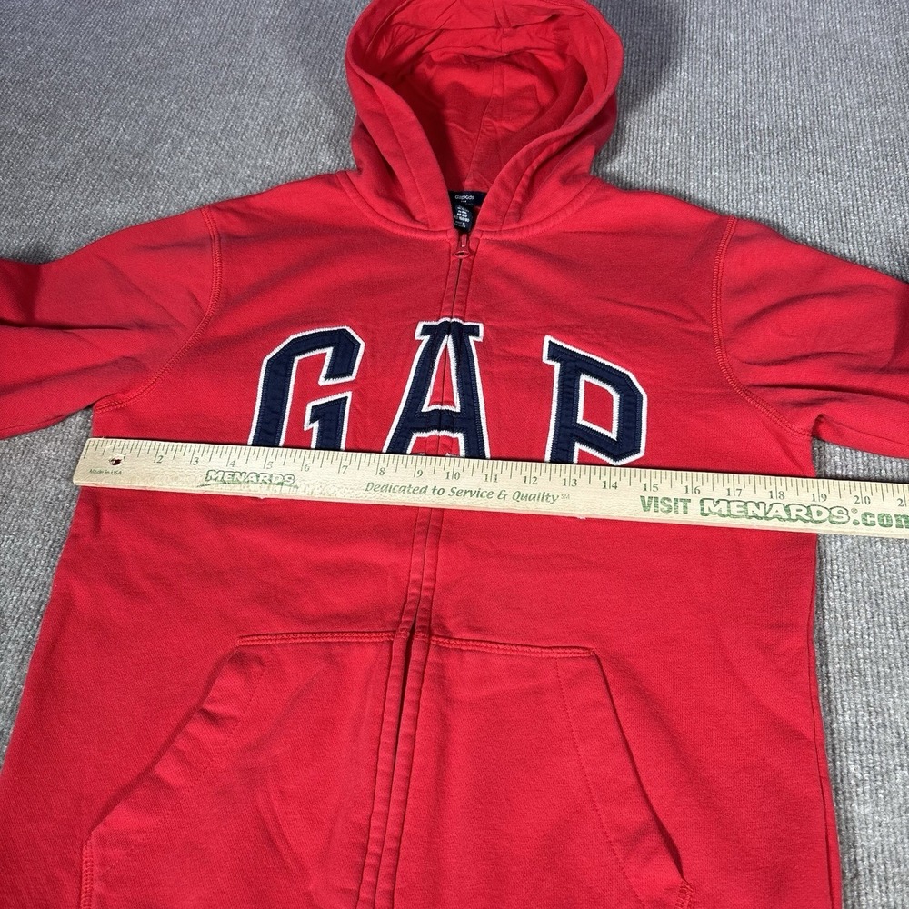 GAP Kids Hoodie Sweatshirt Youth 2XL Full Zip Red Fleece Embroidered Logo Y2K - Picture 7 of 8